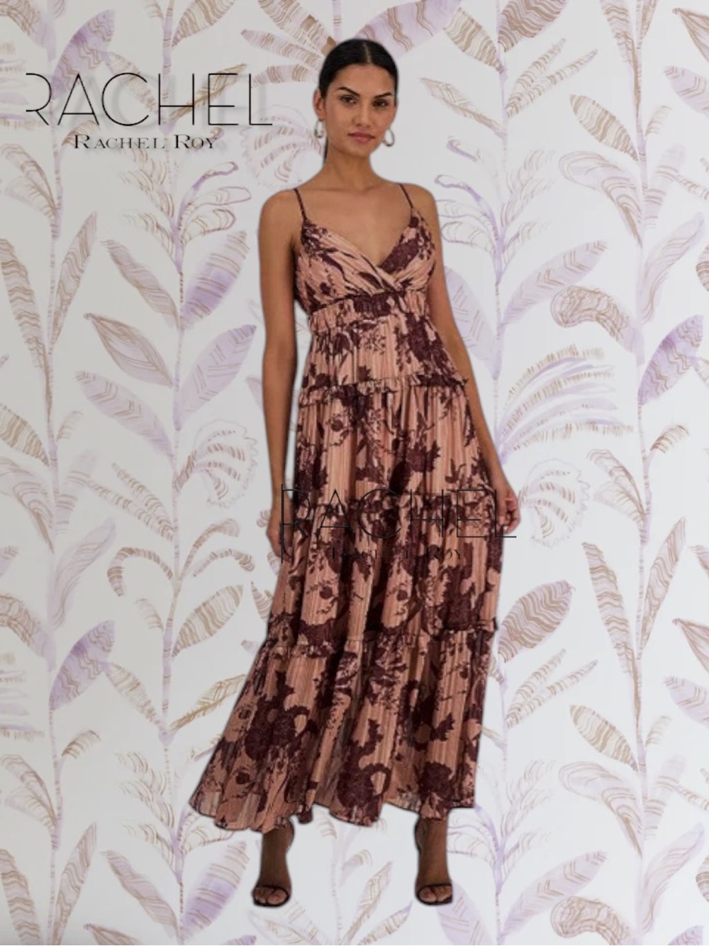 RACHEL Rachel Roy Chloe Floral Chiffon Tiered Maxi Dress NWT Size 6